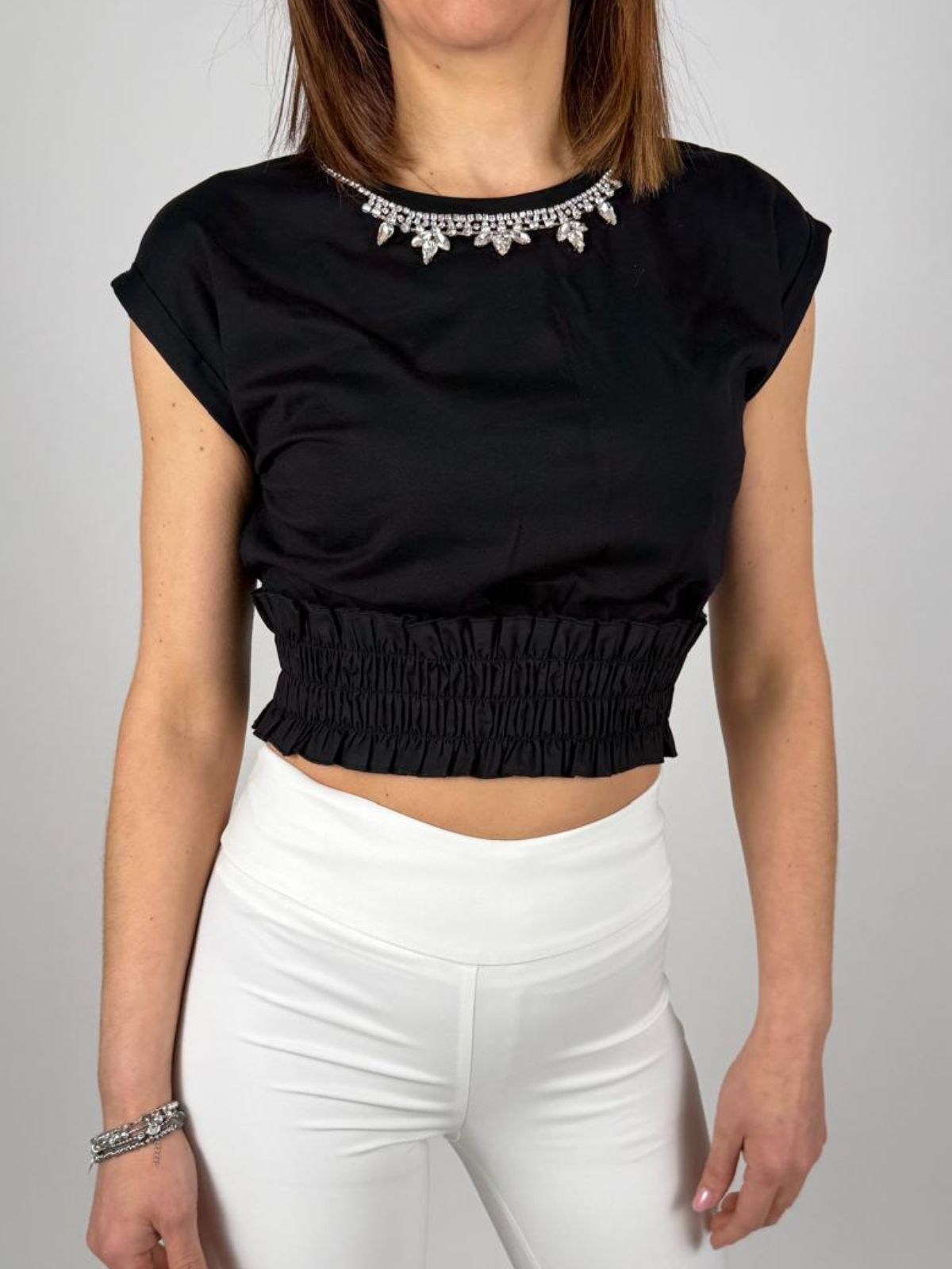 T-shirt cropped in jersey Donna - Fracomina - World Fashion