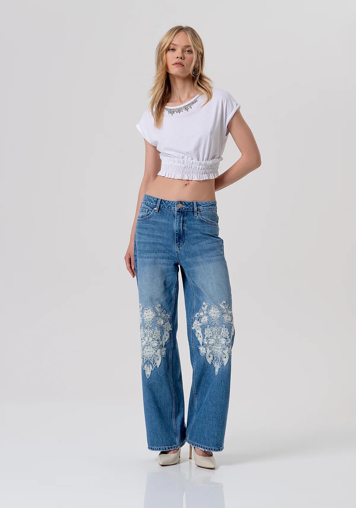 T-shirt cropped in jersey Donna - Fracomina - World Fashion