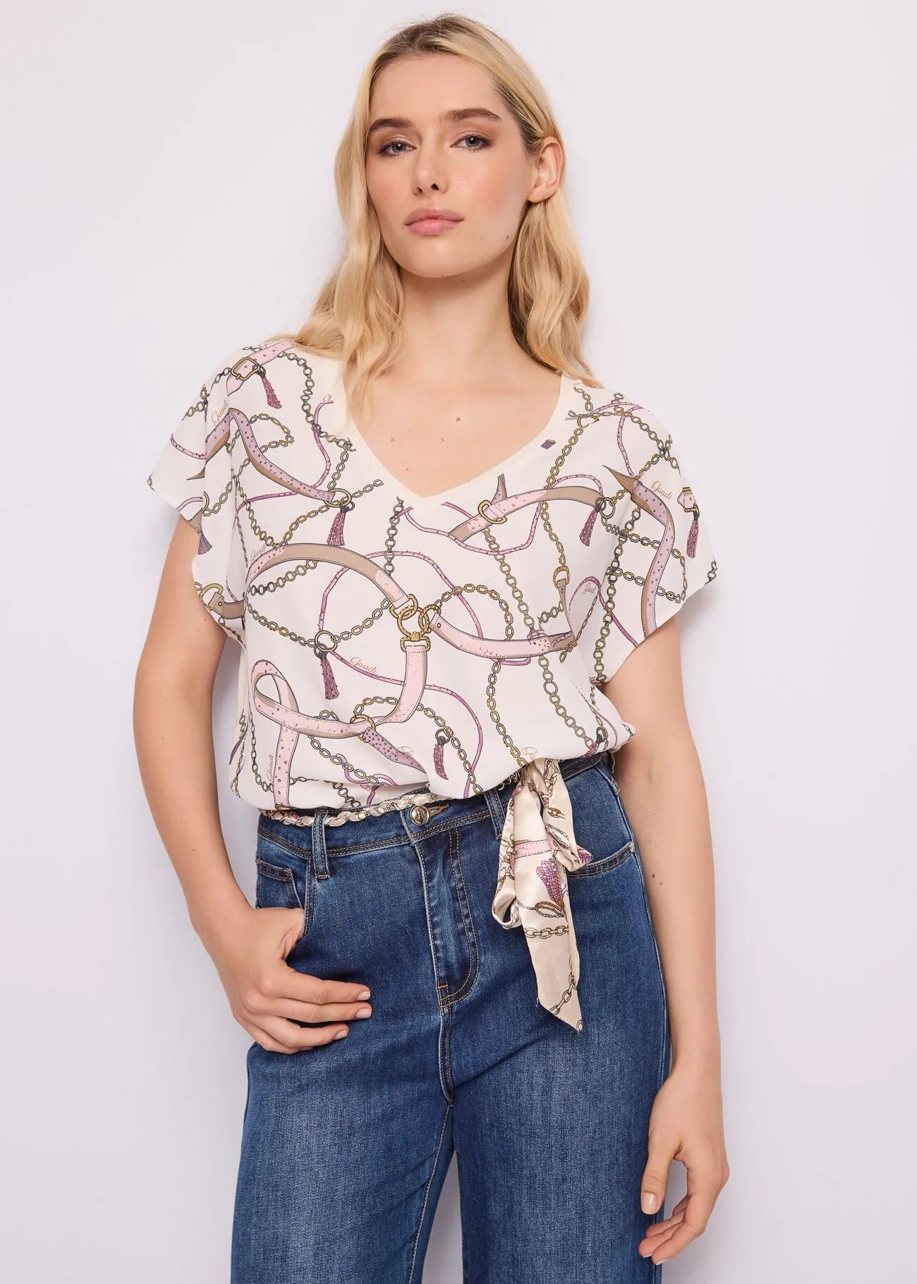 T-shirt in jersey e georgette stampata Donna - Gaudì Jeans - World Fashion