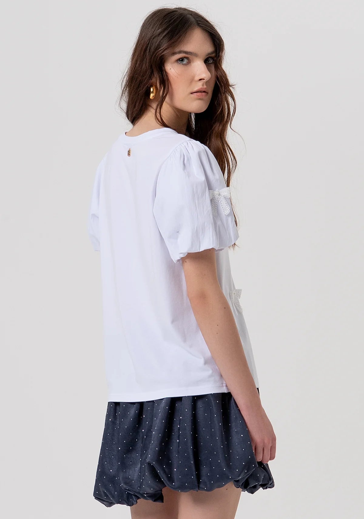 T-shirt regular in jersey con applicazioni fiocchi Donna - Fracomina - World Fashion