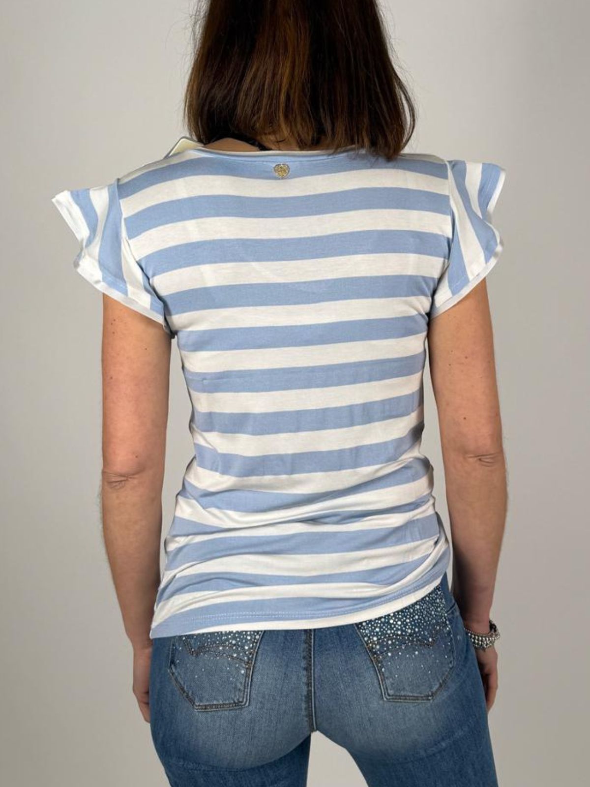 T-Shirt V Rigata Gale Maniche Donna - Lolita - World Fashion