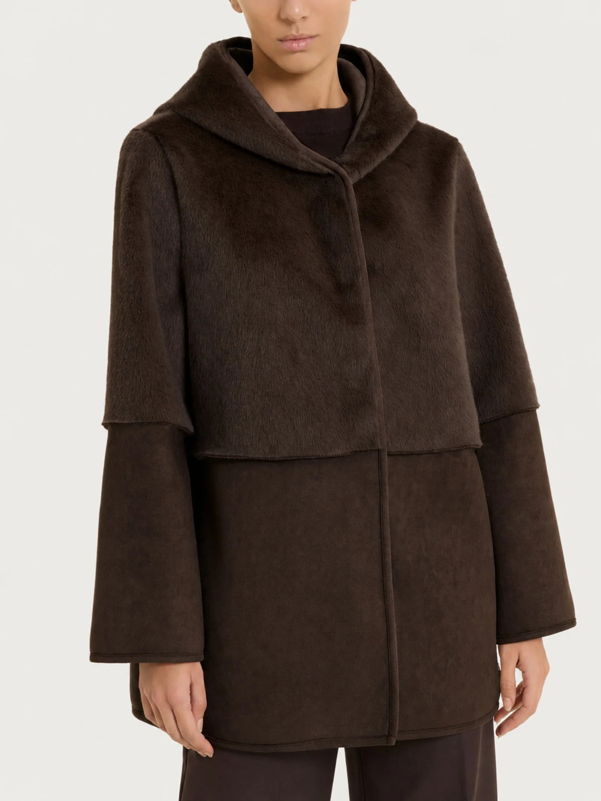 Ragno - Fuzzy Coat Giacca con cappuccio double-face - Donna