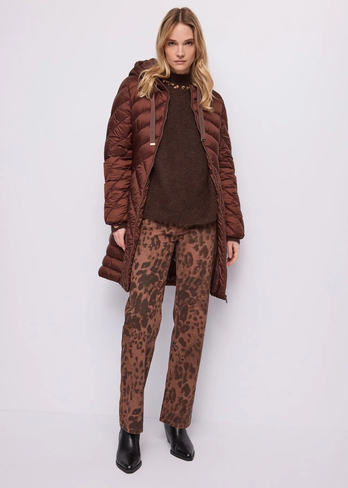 Gaudì - Piumino lungo da donna in nylon con cappuccio - Donna