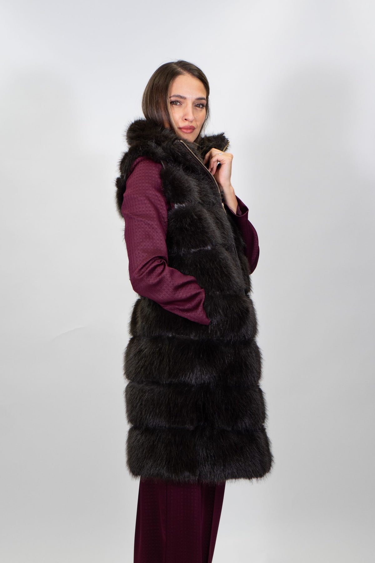 Yes Zee - Smanicato lungo faux fur - Donna