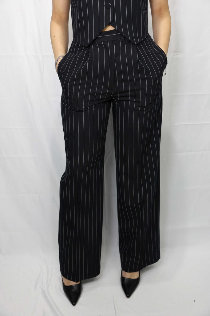 TD0055 - Pantalone gessato dritto - VICOLO - World Fashion