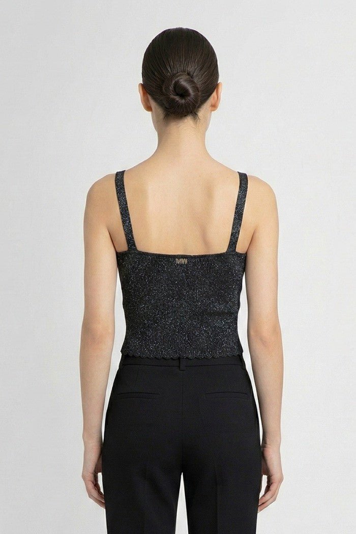 Top a coste in misto viscosa con effetto lurex Donna - Markup - World Fashion