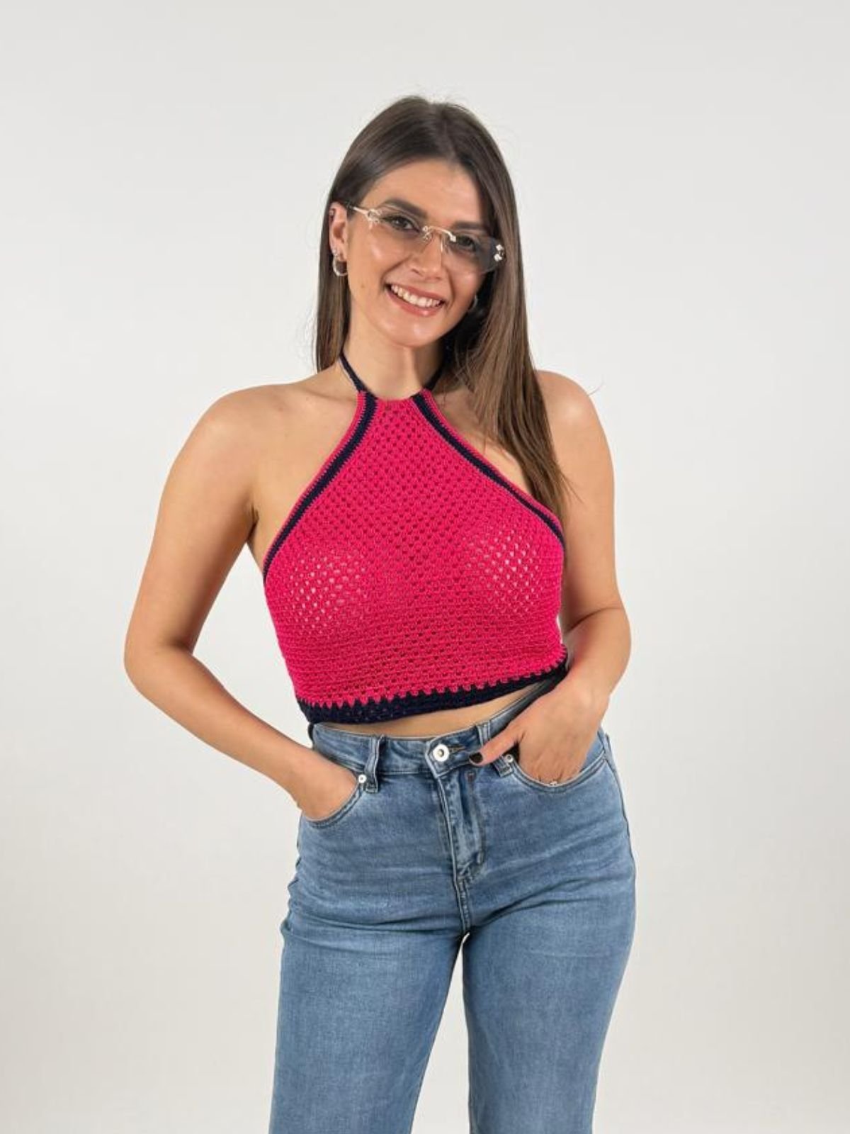 Top all’uncinetto in cotone fatto a mano Donna - UncinettoArt - World Fashion