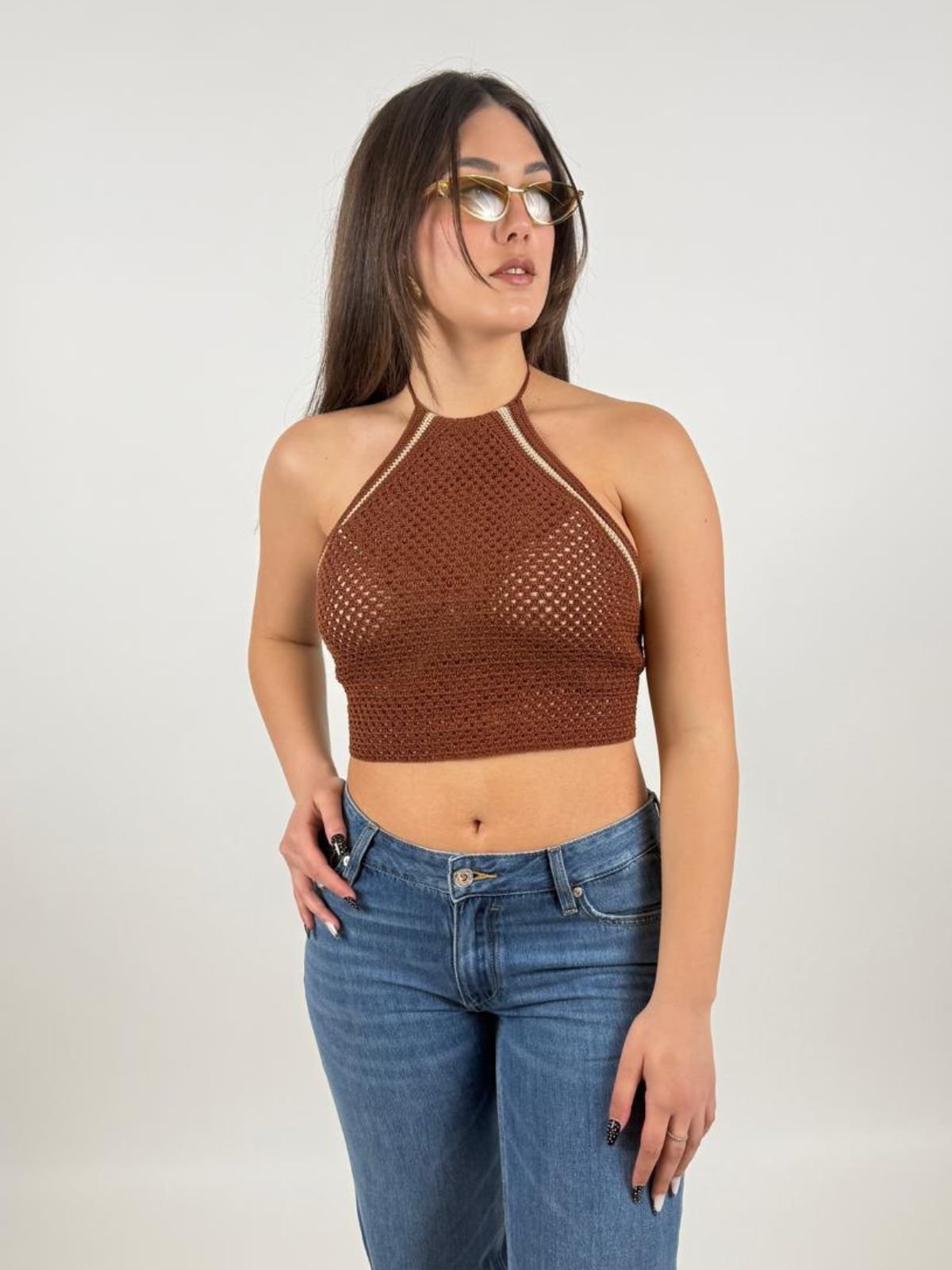 Top all’uncinetto in cotone fatto a mano Donna - UncinettoArt - World Fashion