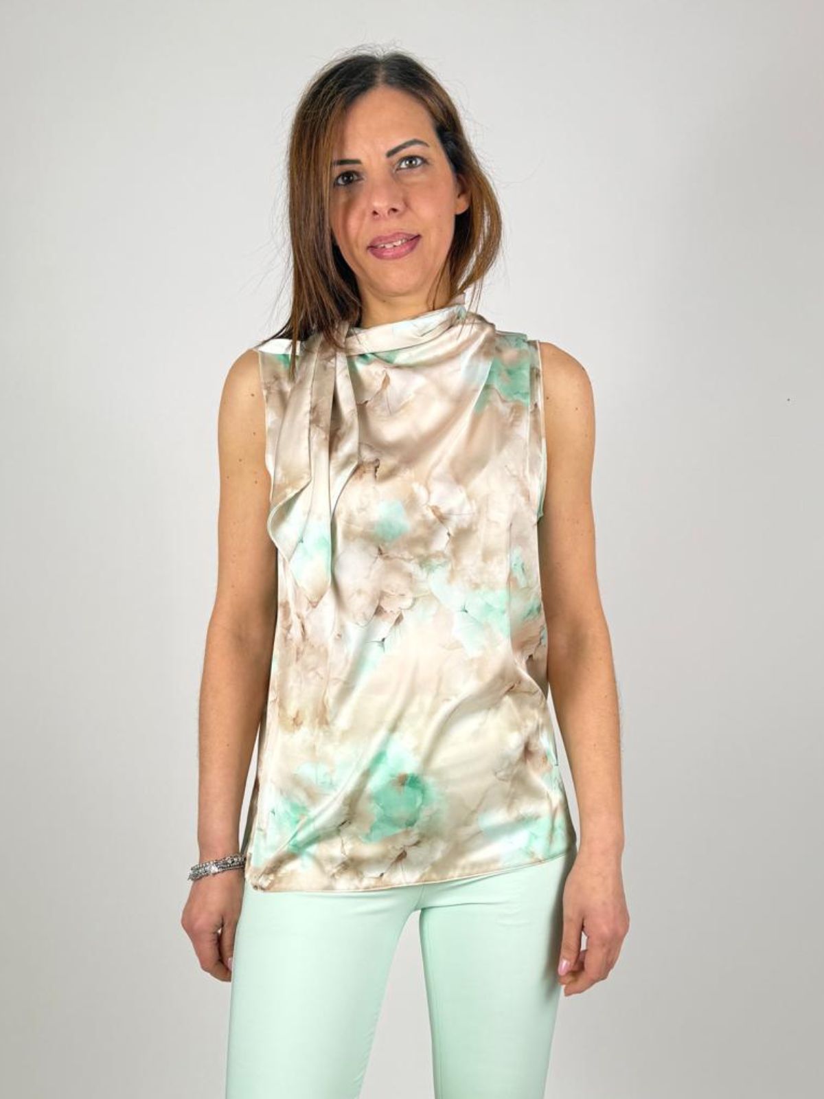 Top con stampa e collo foulard Donna - Rinascimento - World Fashion
