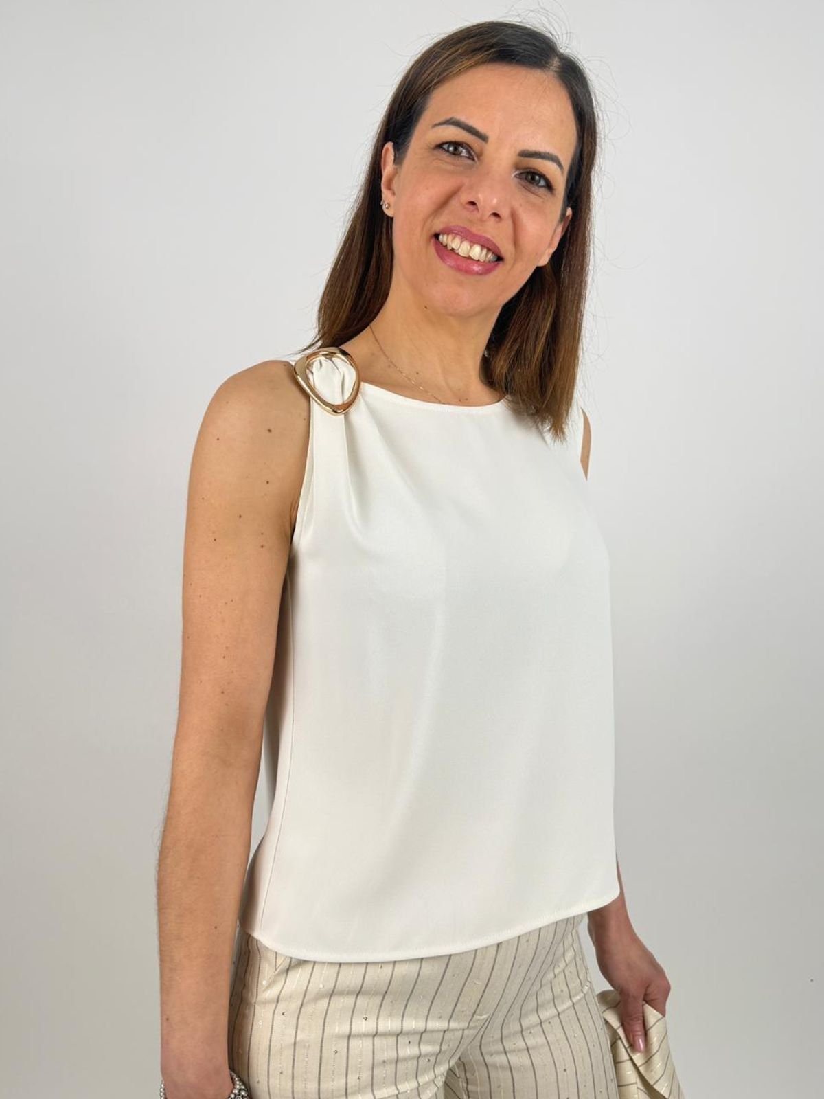 Top In Tessuto Sablé Con Fibbia Donna - PennyBlack - World Fashion