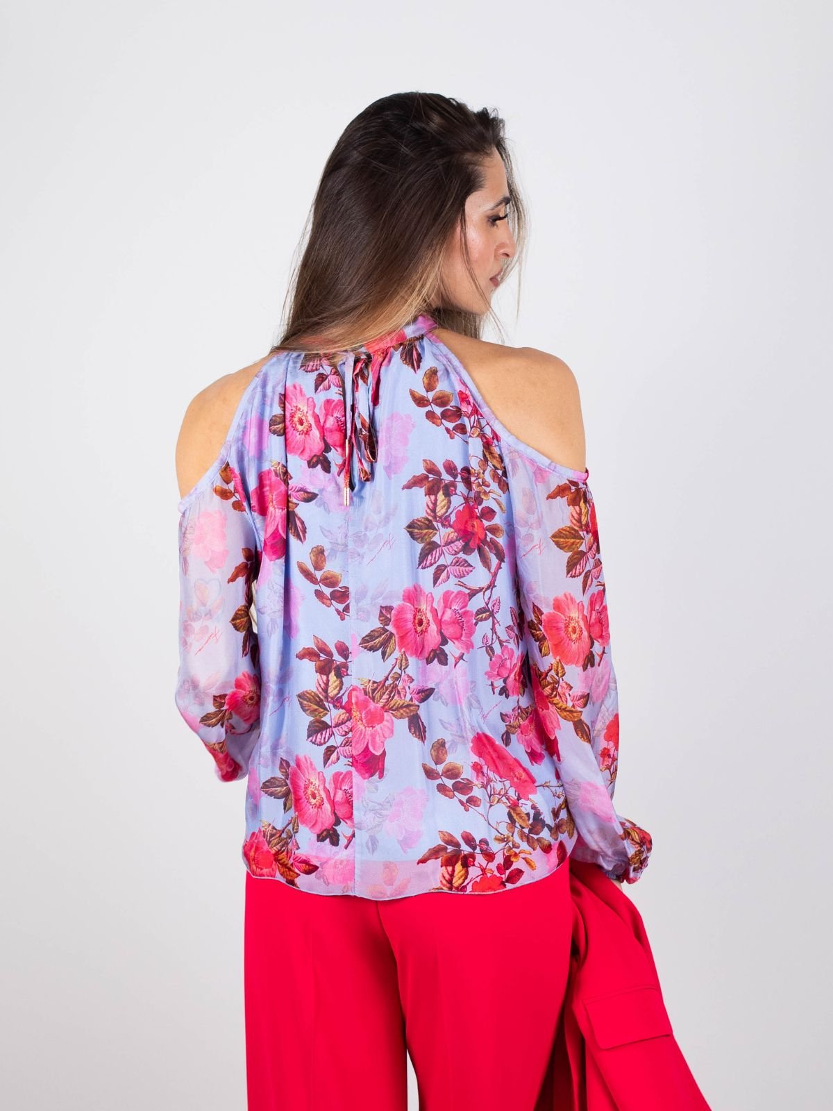 Top regular in tessuto fluido con seta e stampa floreale Donna - Fracomina - World Fashion