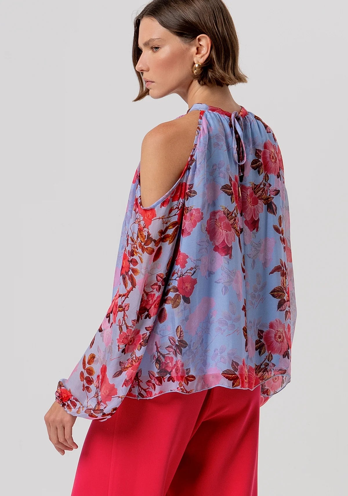 Top regular in tessuto fluido con seta e stampa floreale Donna - Fracomina - World Fashion