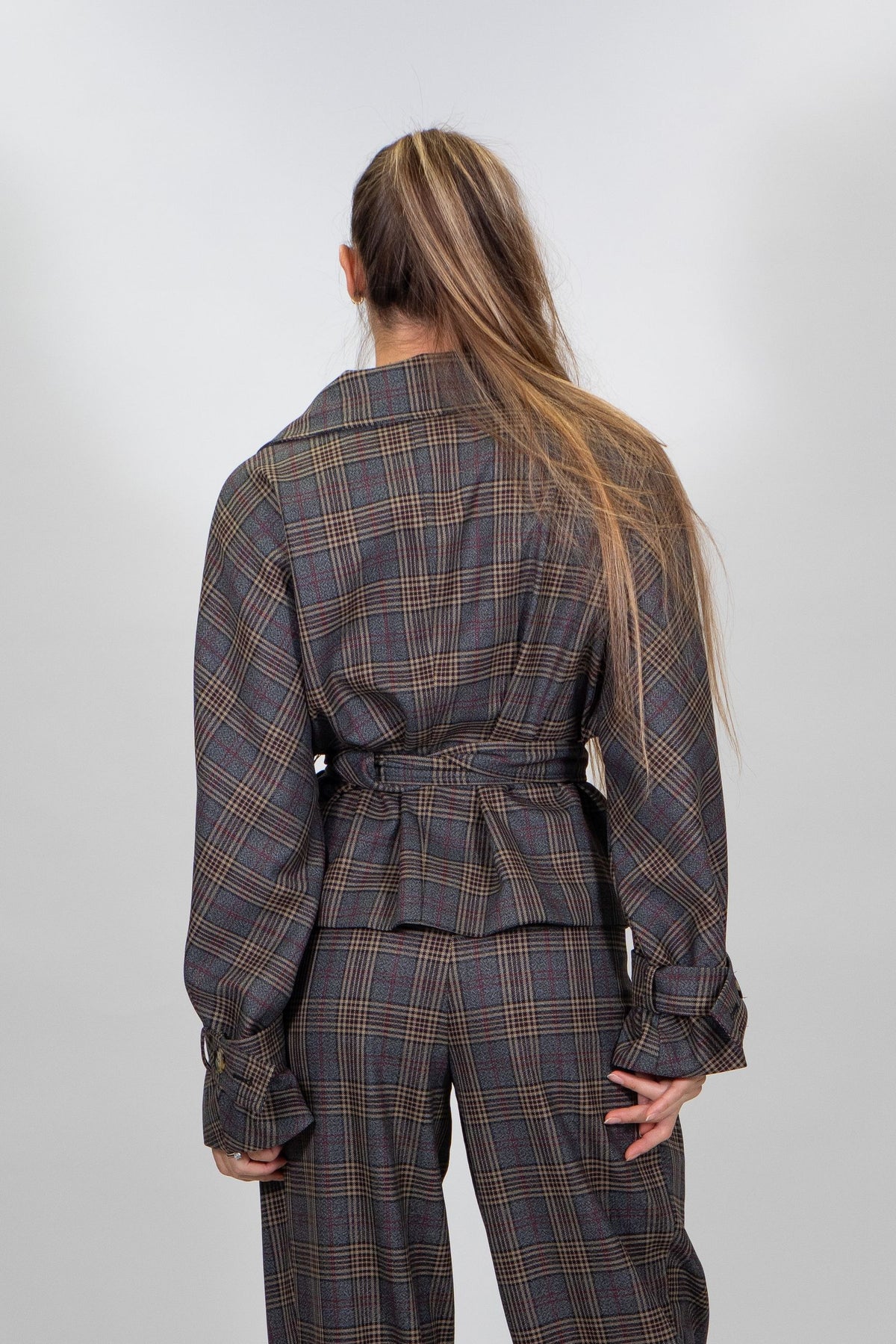 Imperial - Giacca corta con cintura e motivo a quadri - Donna