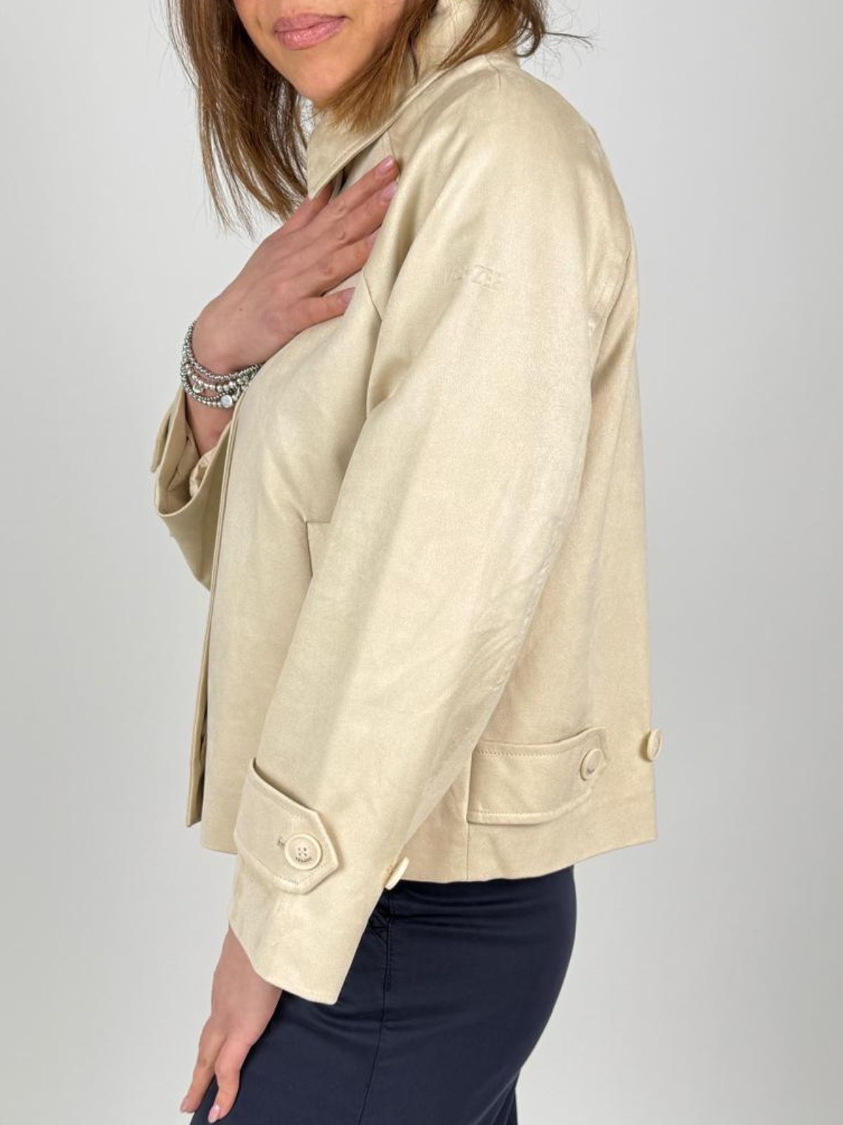 Trench Corto In Tessuto Soft - Touch Donna - Yes Zee - World Fashion