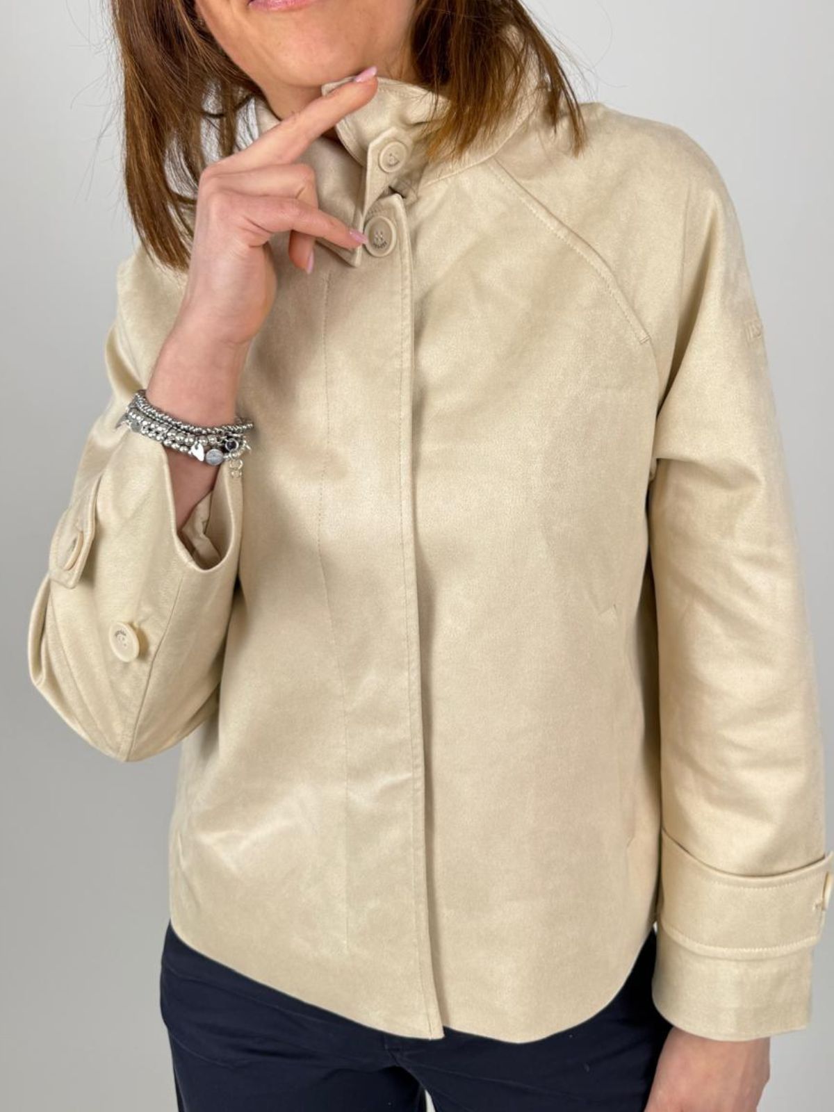 Trench Corto In Tessuto Soft - Touch Donna - Yes Zee - World Fashion