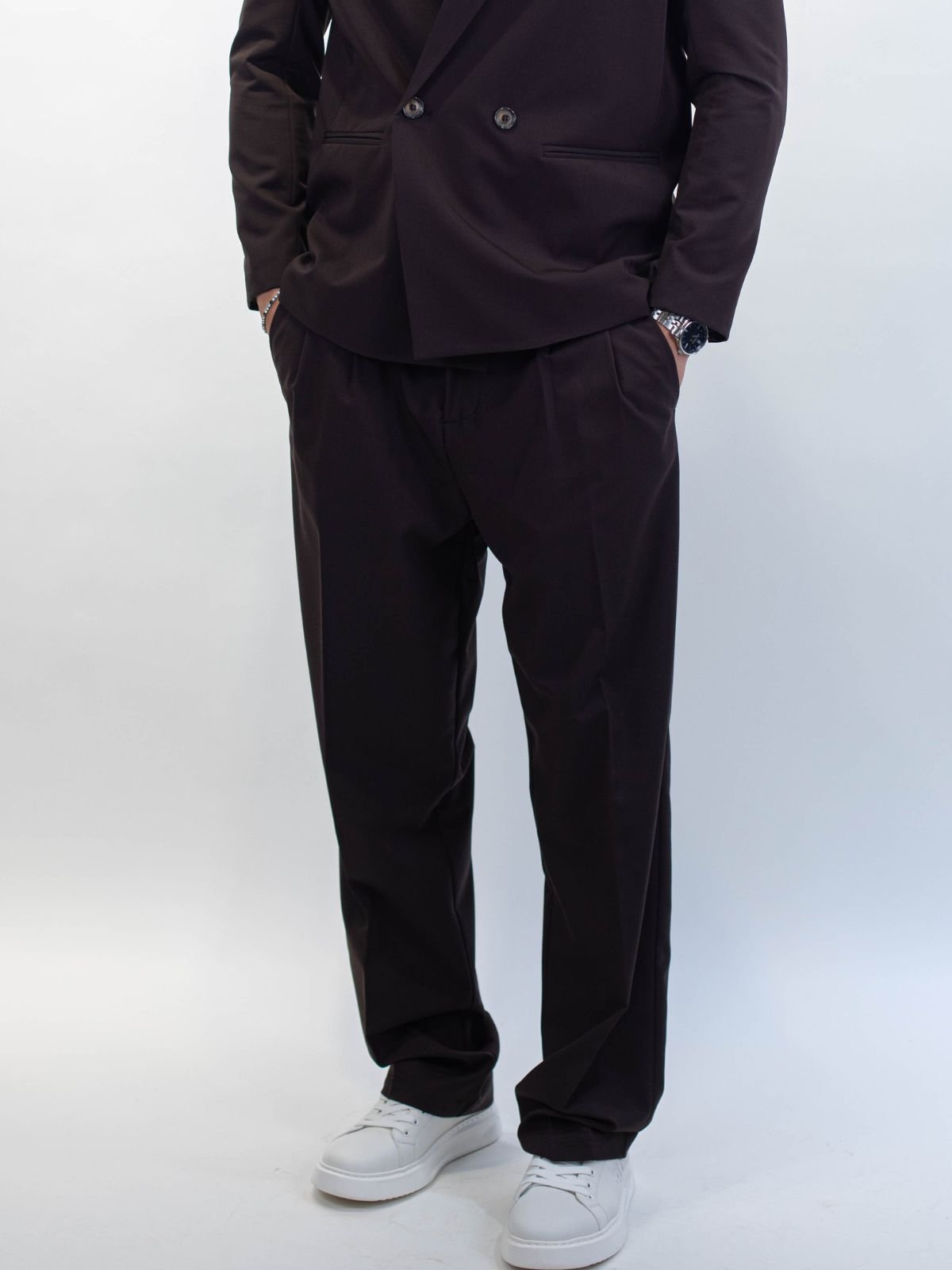 Trousers regular - fit pinces e chiusura con bottone Uomo - Imperial - World Fashion