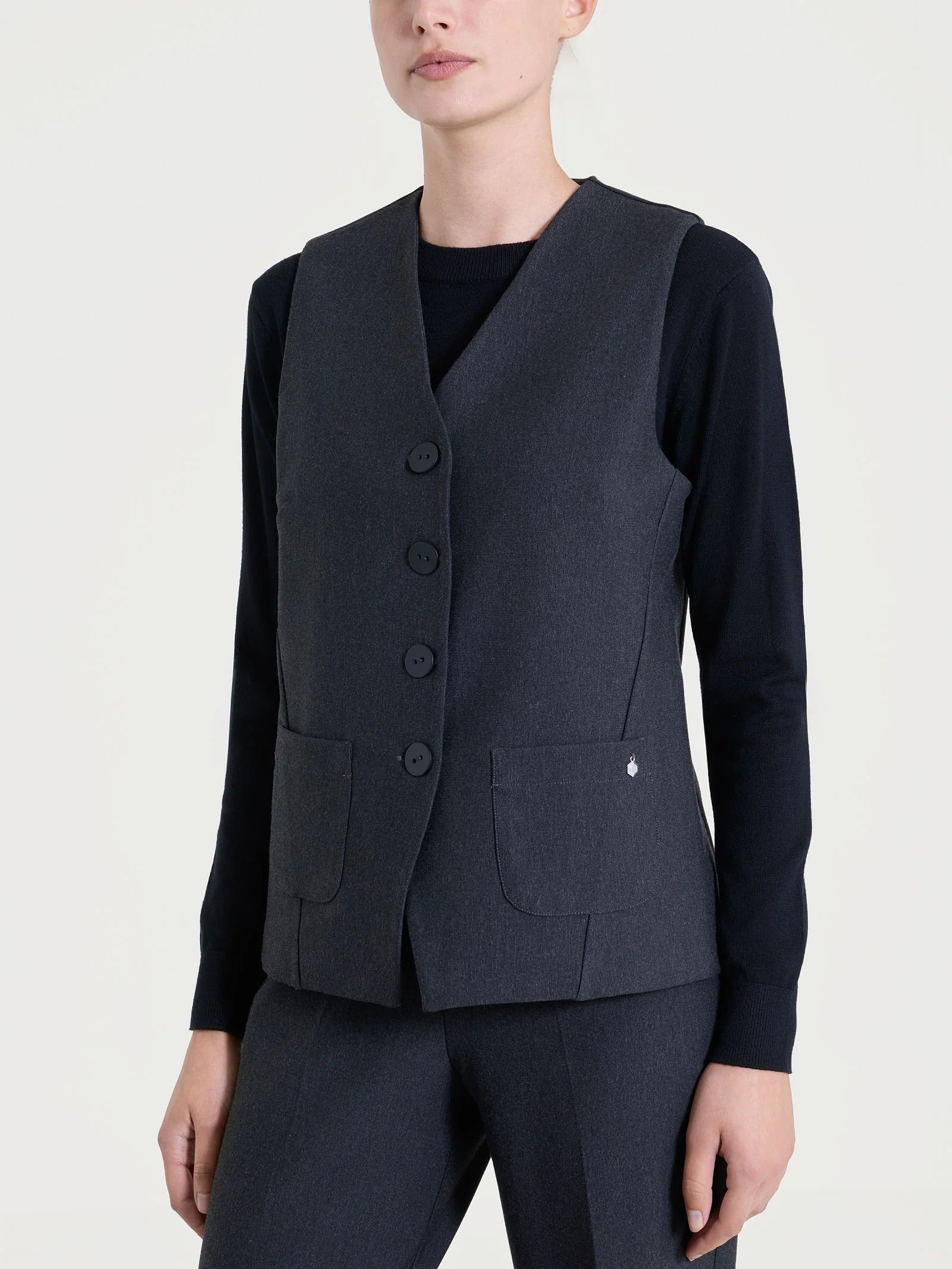 Ragno - Gilet con quattro bottoni in Compact - Donna