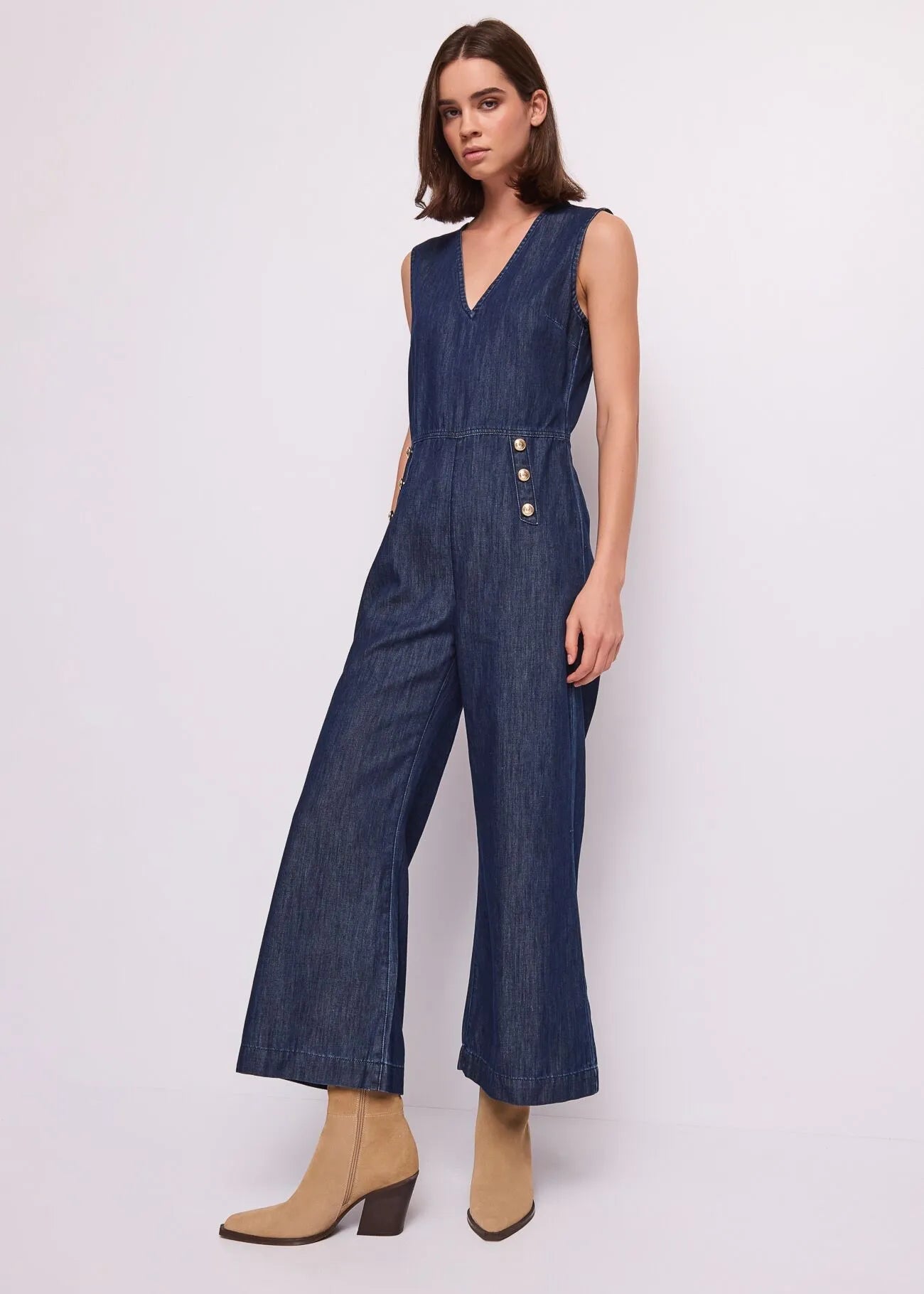 Tuta in denim con bottoni dorati Donna - Gaudì Jeans - World Fashion