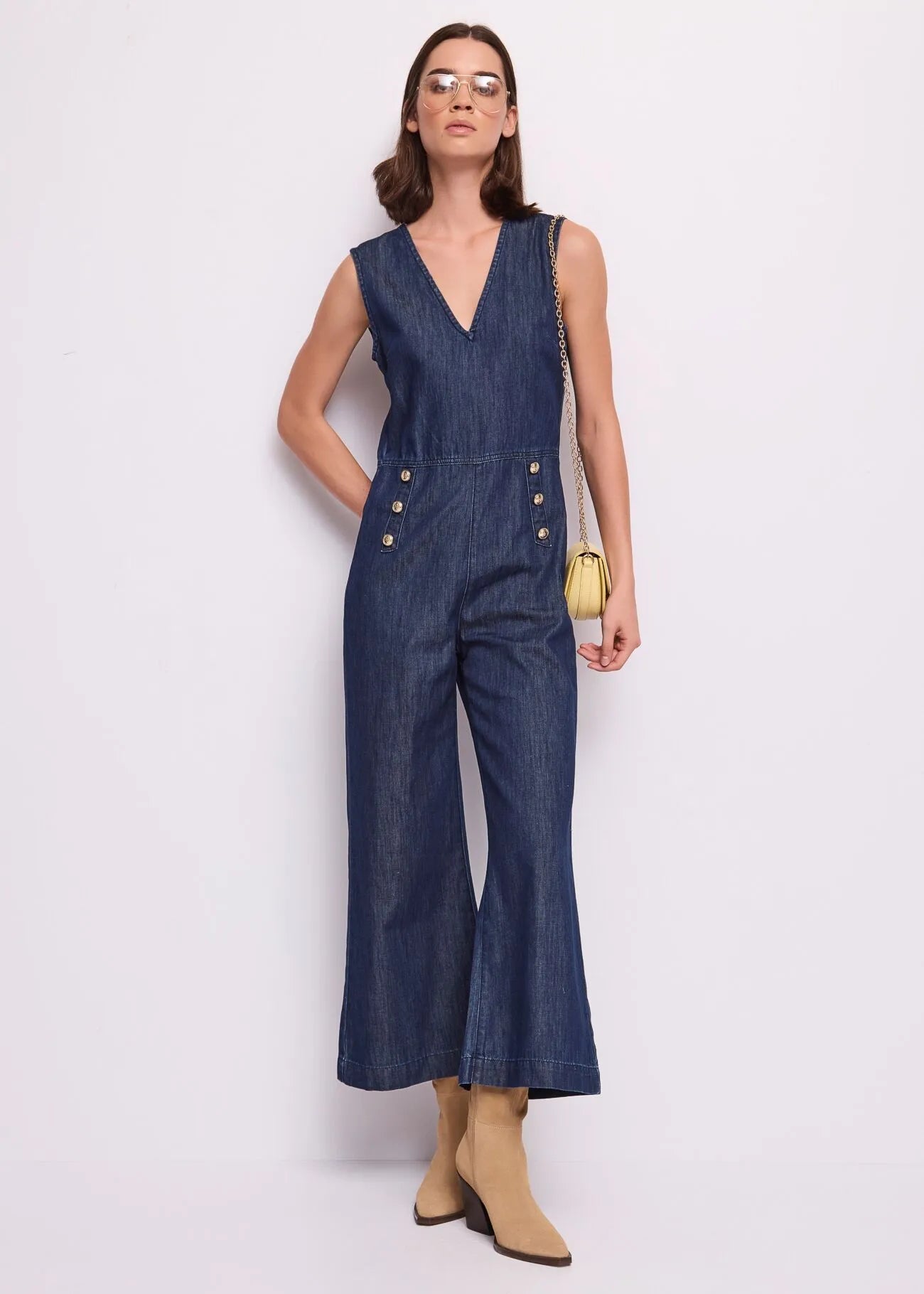 Tuta in denim con bottoni dorati Donna - Gaudì Jeans - World Fashion