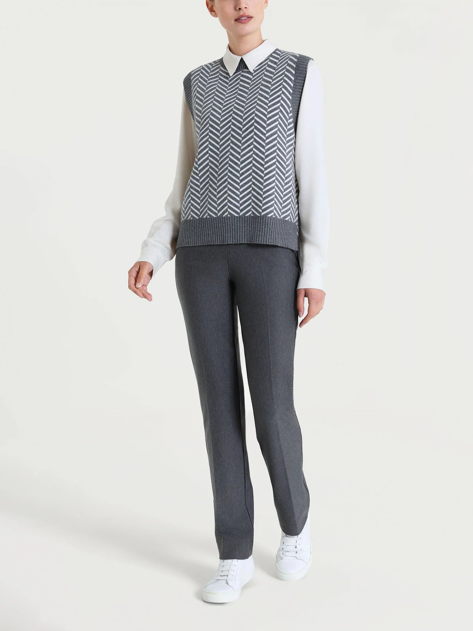 Ragno - Maglia smanicata con fantasia spigata in Super Soft - Donna