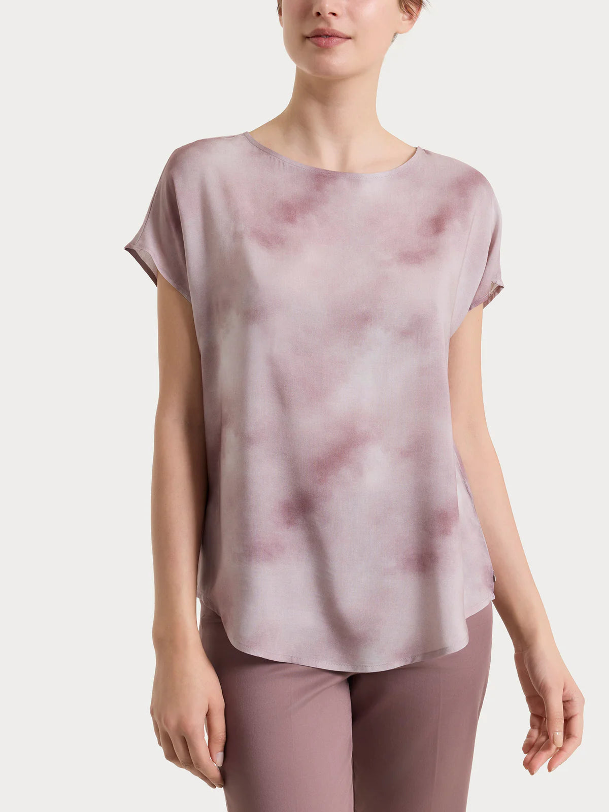 Ragno - Blusa con manica corta e fantasia in EcoSeta - Donna