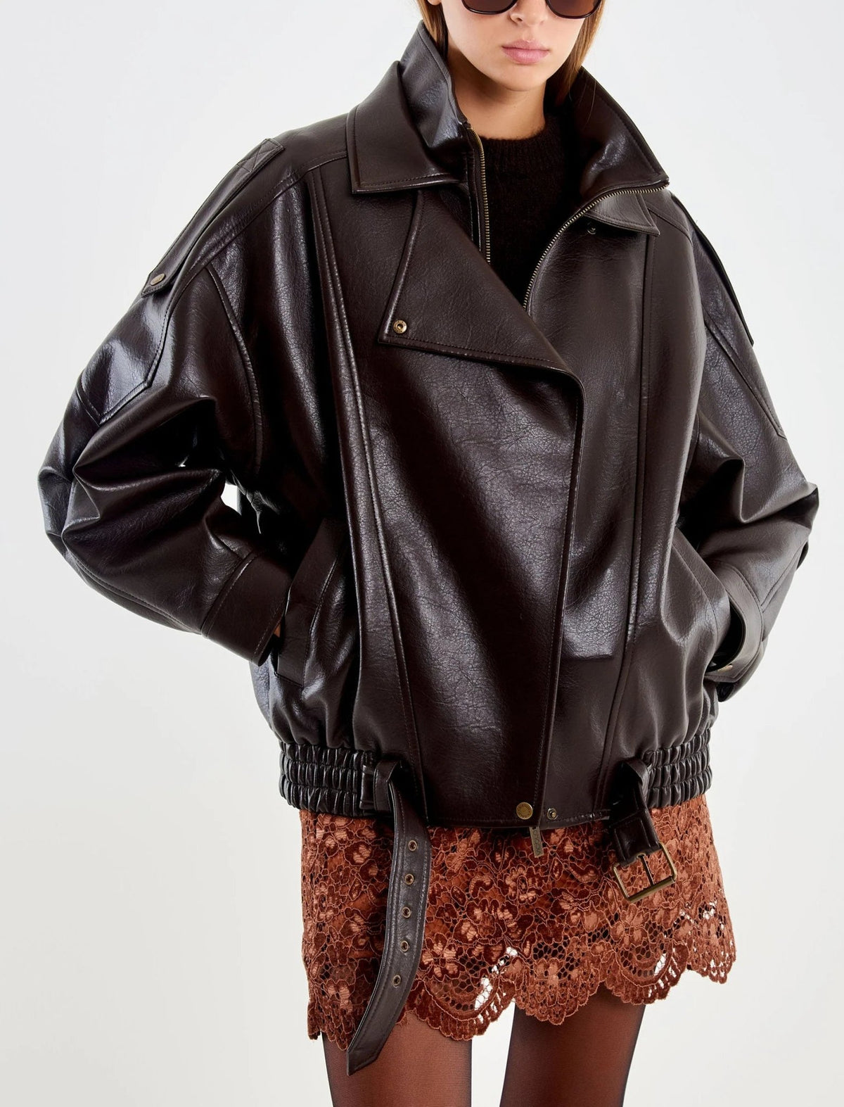 Vicolo - Bomber Ecopelle Oversize Con Cintura Sul Fondo - Donna - World Fashion