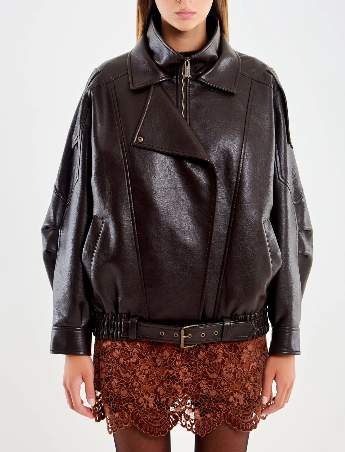 Vicolo - Bomber Ecopelle Oversize Con Cintura Sul Fondo - Donna - World Fashion