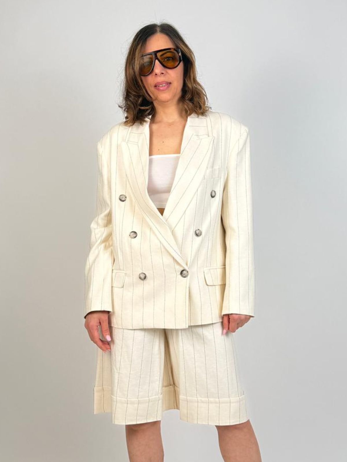 Vicolo - Giacca doppio petto gessata - Donna - World Fashion