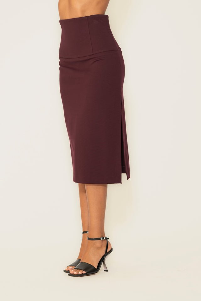 Vicolo - Gonna midi in punto milano con spacco laterale - Donna - World Fashion