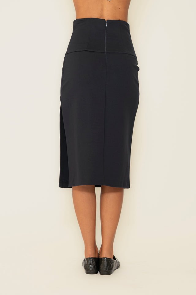 Vicolo - Gonna midi in punto milano con spacco laterale - Donna - World Fashion