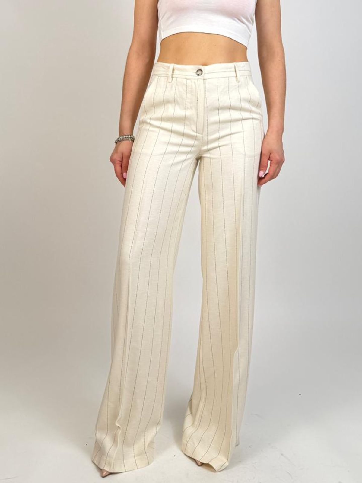 Vicolo - Pantalone gamba dritta gessato - Donna - World Fashion