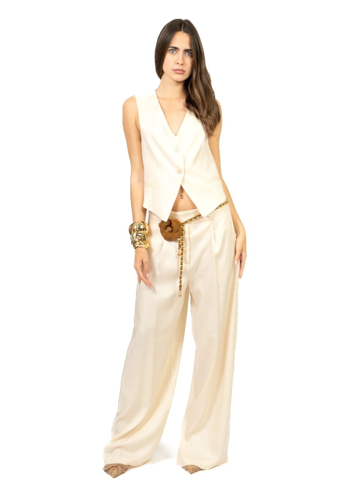 Vicolo - Pantalone palazzo chiusura asimmetrica - Donna - World Fashion
