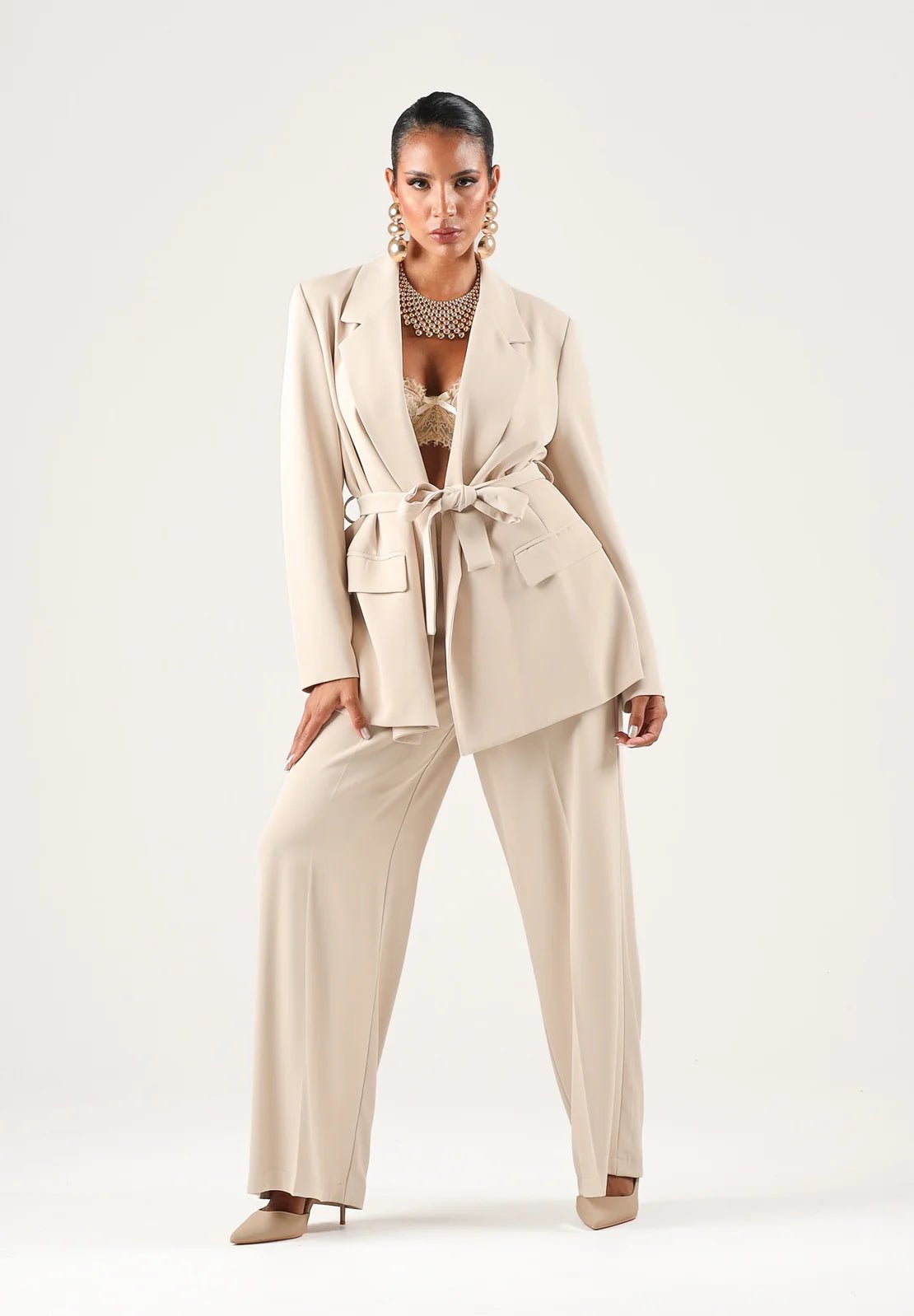 Vicolo - Pantalone palazzo con gamba ampia, pinces frontali e linea sartoriale - Donna - World Fashion