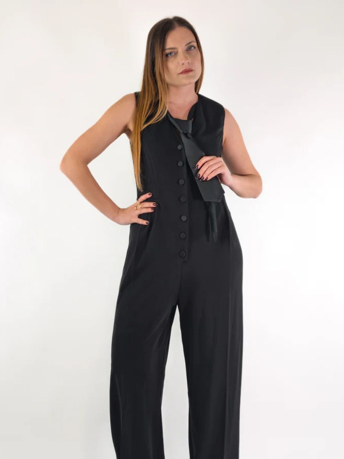 Vicolo - Tuta con bottoni frontali e cravatta - Donna - World Fashion
