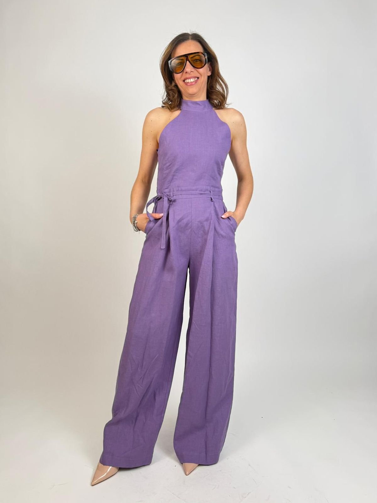 Vicolo - Tuta Lunga in Lino - Donna - World Fashion