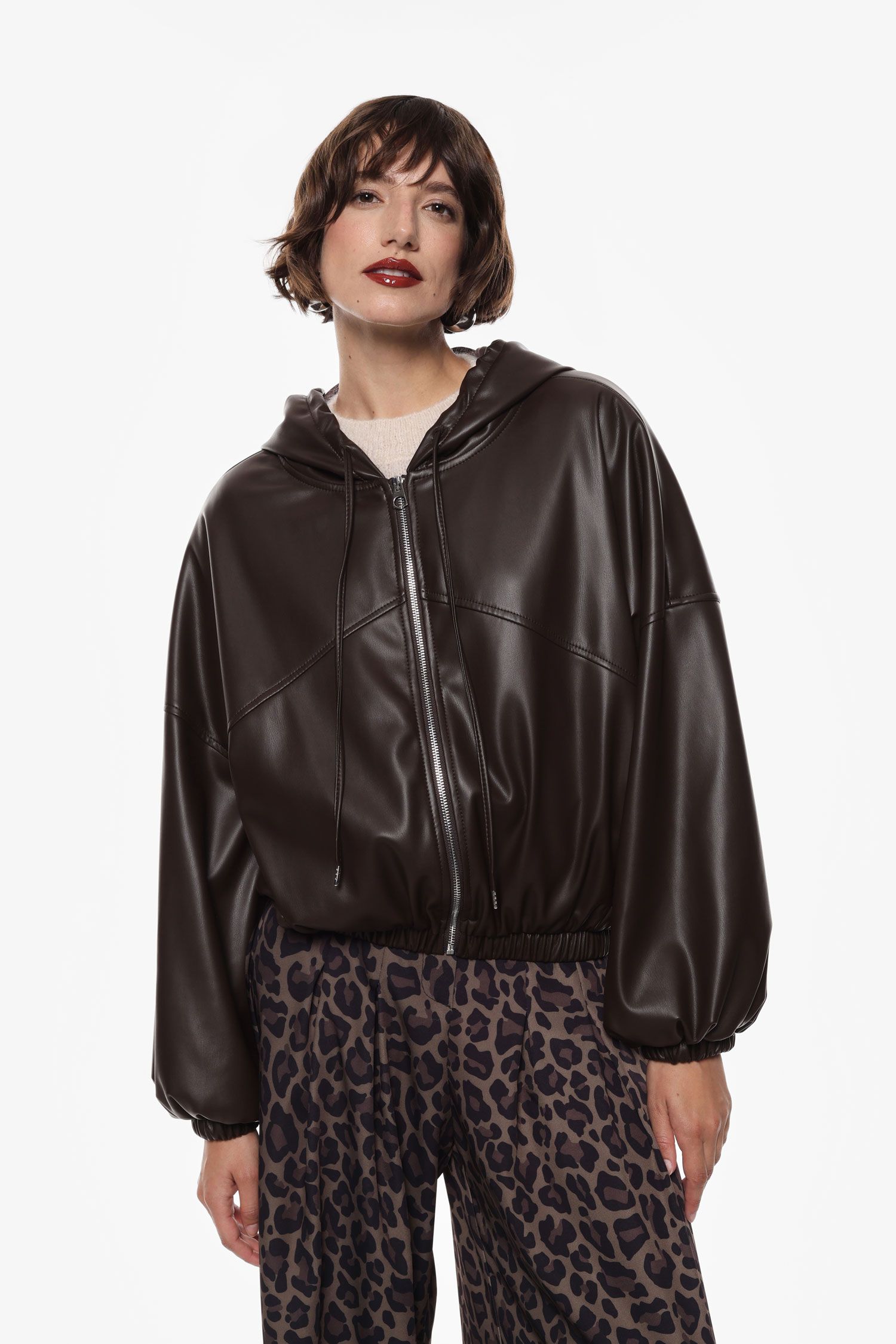 Bomber con cappuccio oversize in similpelle Donna - Imperial