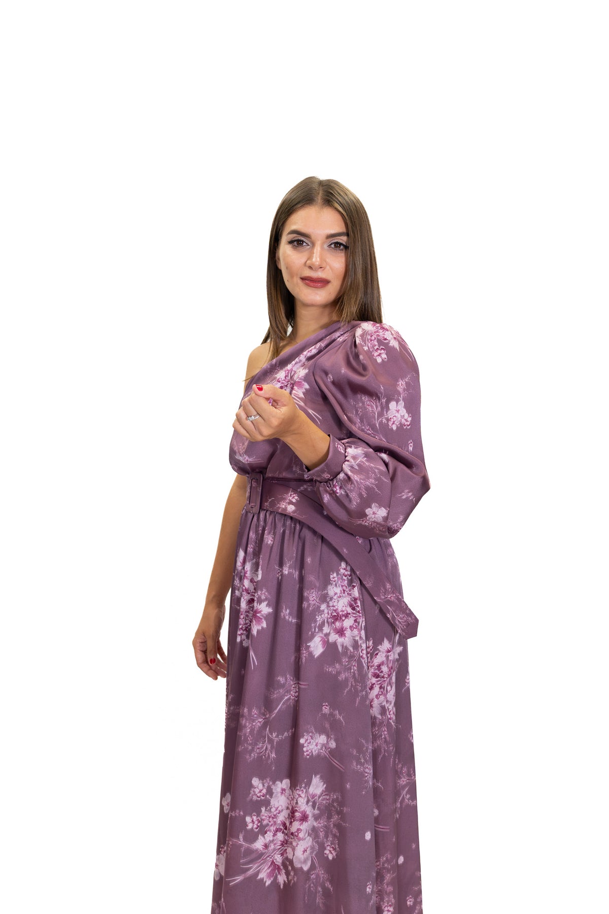 Rinascimento - Abito Lungo Monospalla Con Stampa Floreale - Donna