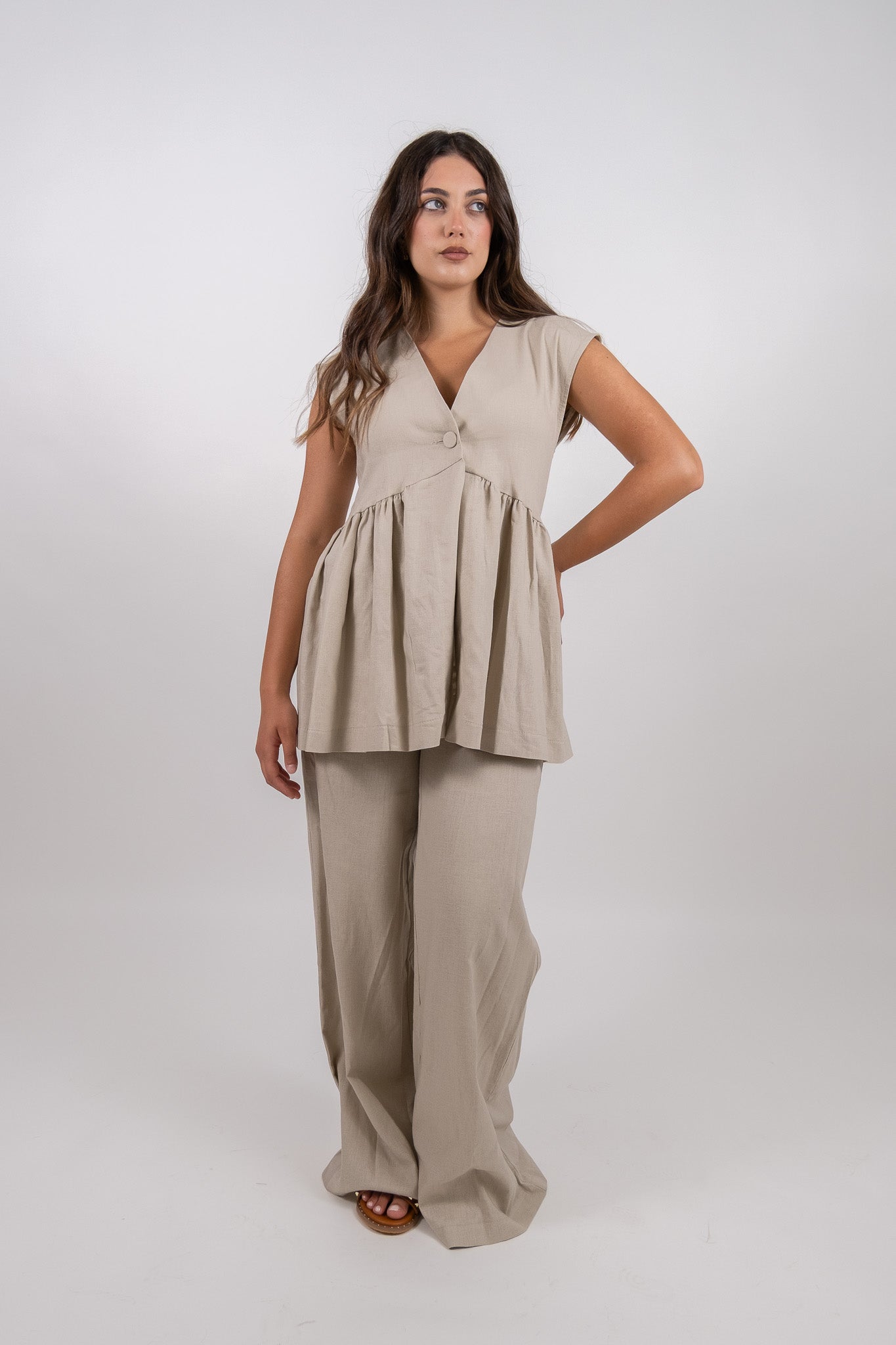 Imperial - Gilet modello peplum con scollo a V - Donna