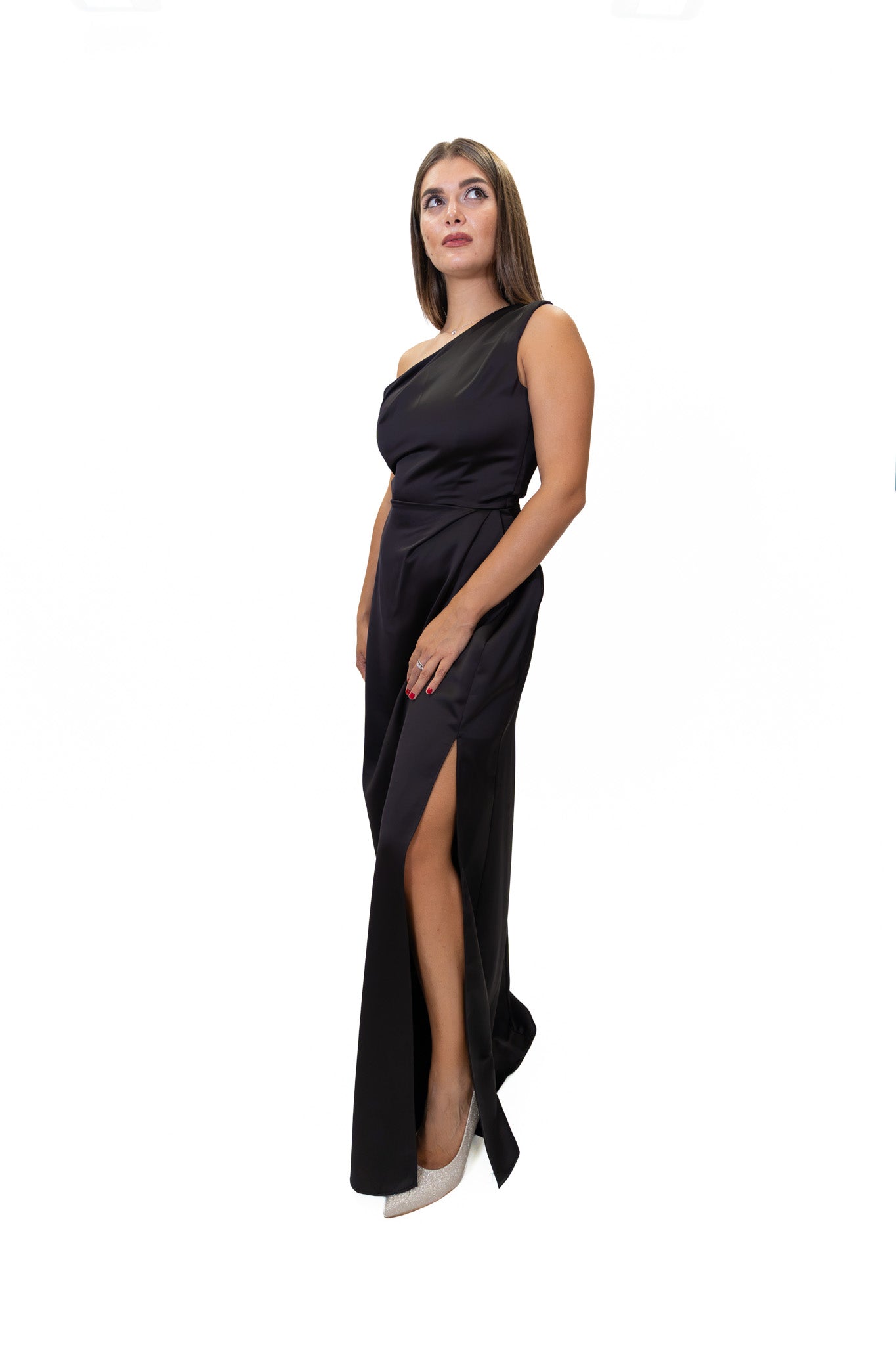 Rinascimento - Abito lungo monospalla con drappeggio - Donna