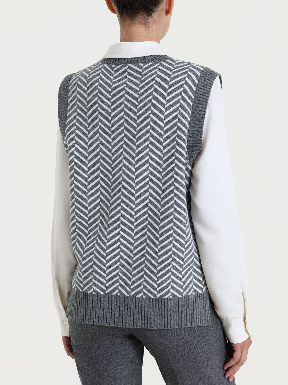 Ragno - Maglia smanicata con fantasia spigata in Super Soft - Donna