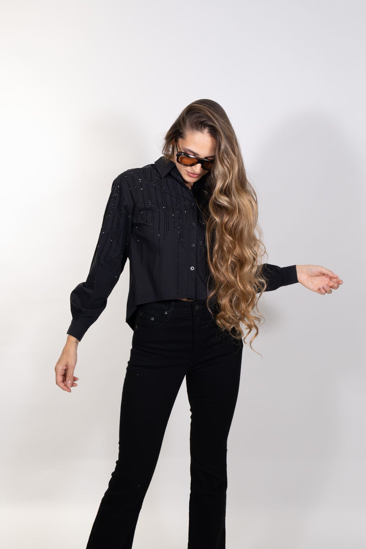 Gaudì - Camicia in popeline con mini borchie - Donna