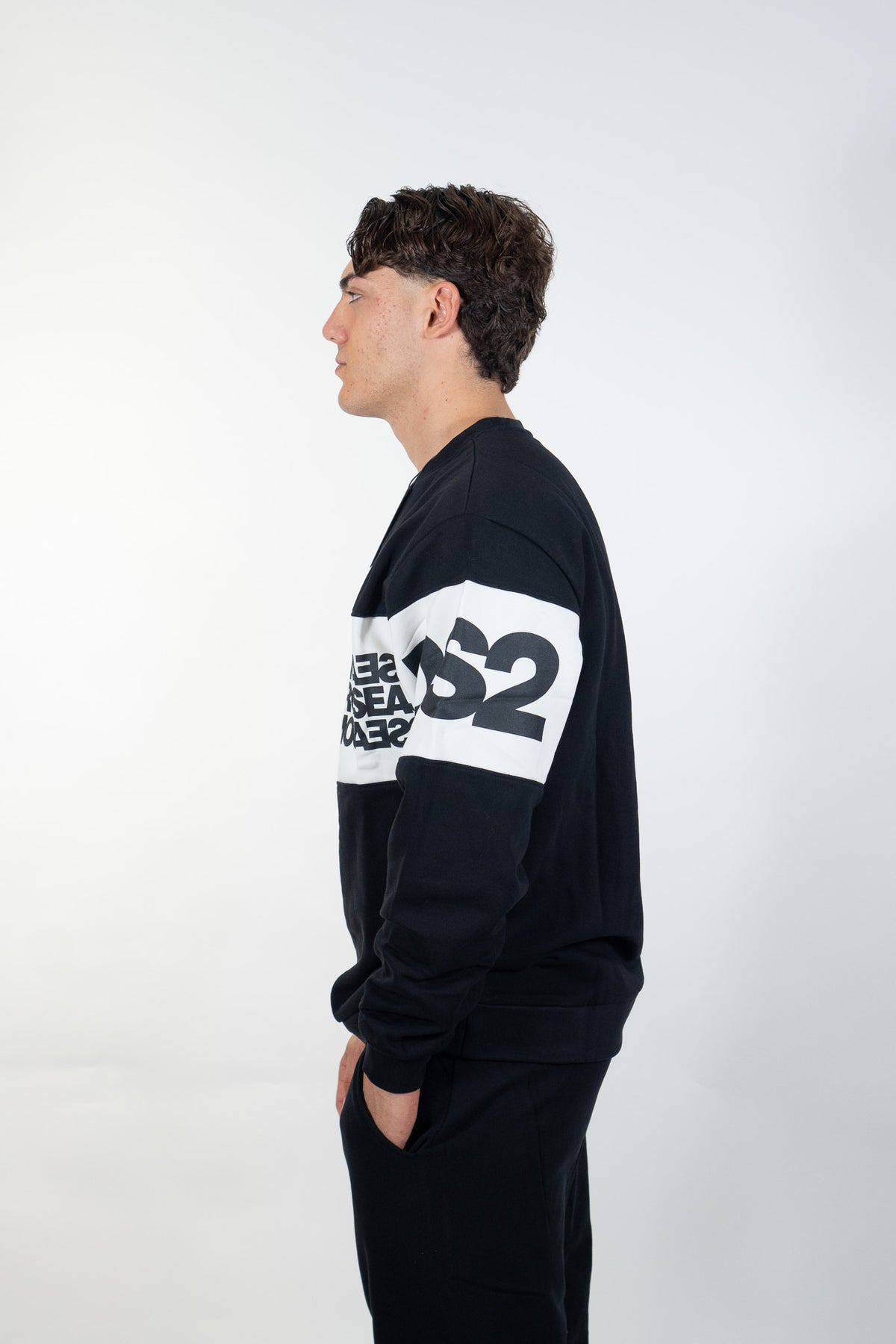 Ds2 - Felpa girocollo con fascia logo - Uomo