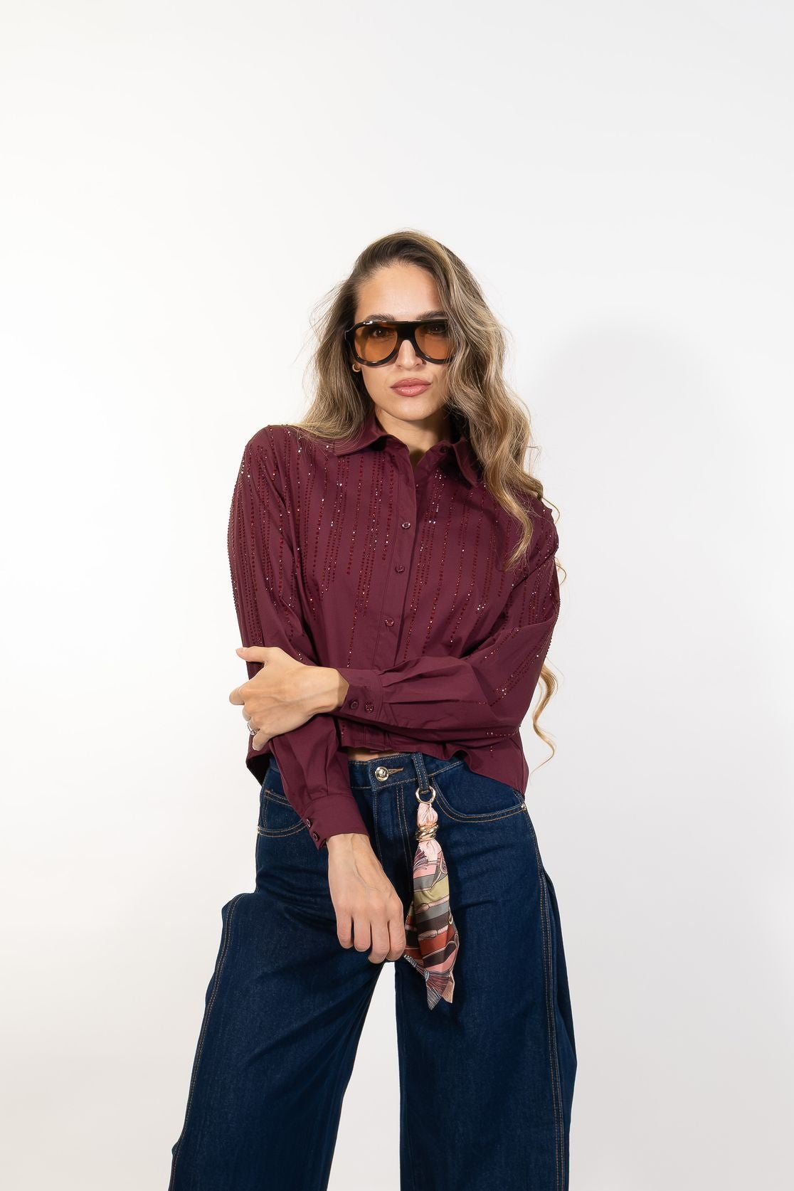 Gaudì - Camicia in popeline con mini borchie - Donna