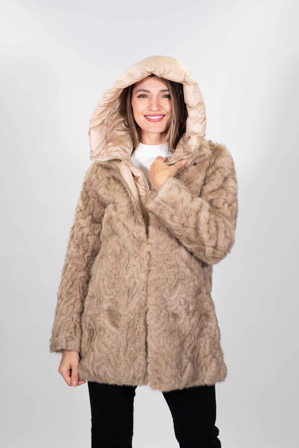 Yes Zee - Cappotto in tessuto effetto peluche - Donna