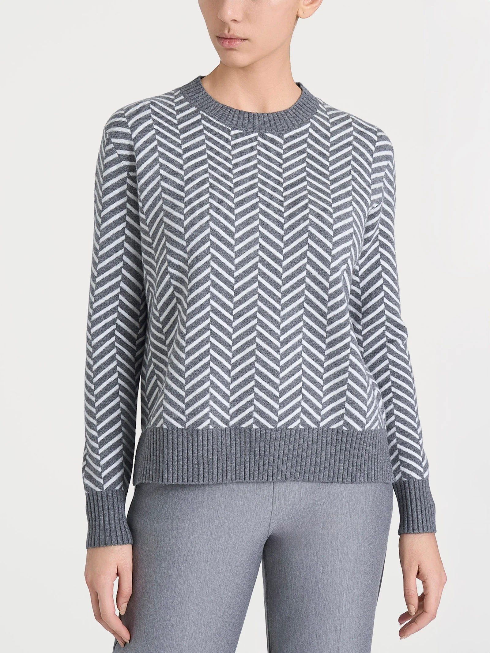 Ragno - Maglia girocollo con fantasia spigata in Super Soft - Donna