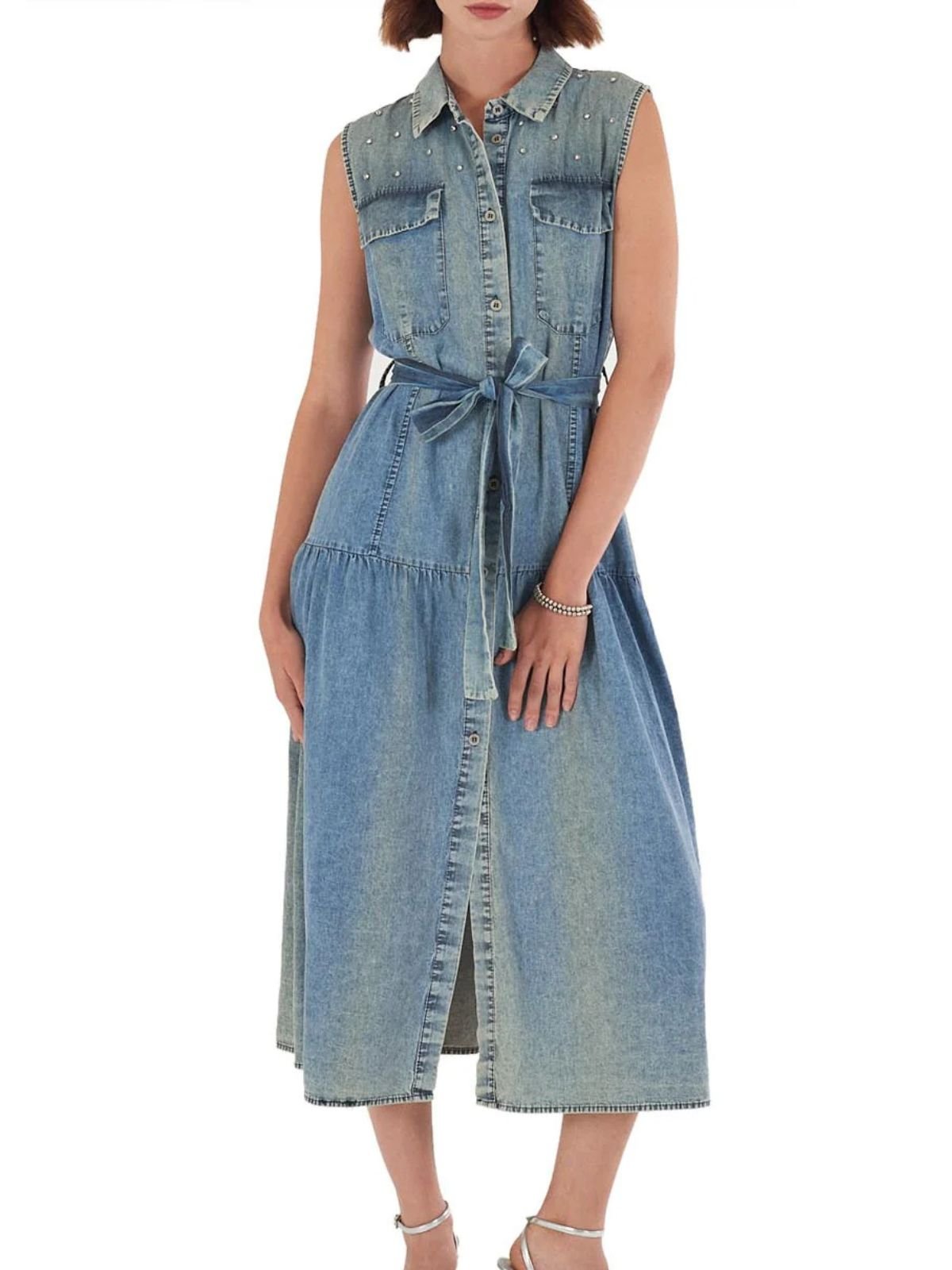 Yes Zee - Abito Lungo Smanicato Con Cintura - Donna - World Fashion