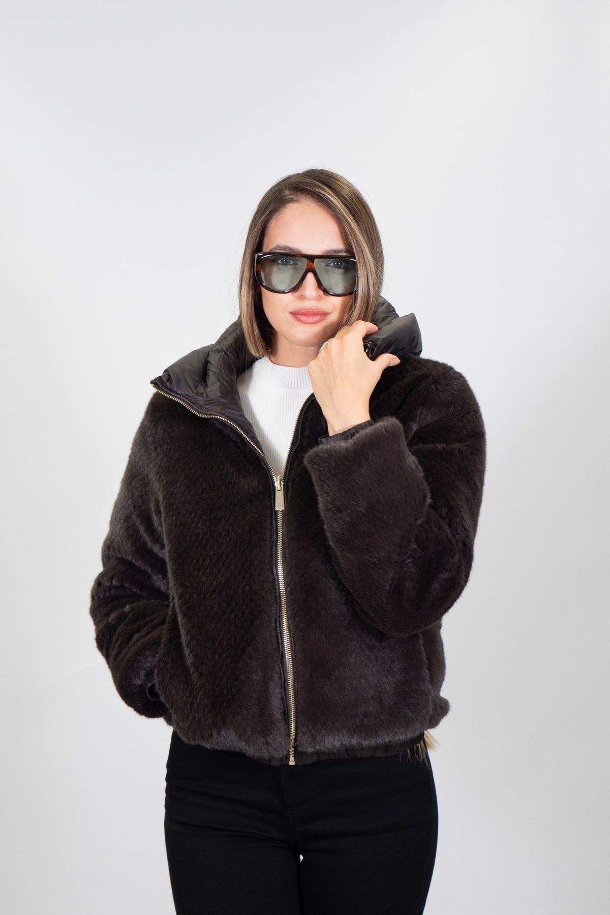 Yes Zee - Bomber reversibile in tessuto effetto peluche - Donna - World Fashion