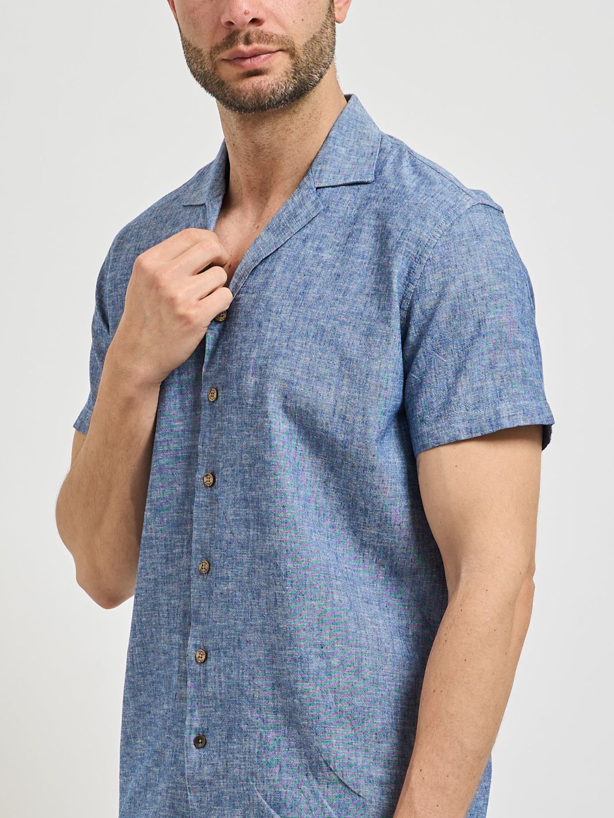 Yes Zee - Camicia Bowling, Tasca Applicata M/C - Uomo - World Fashion