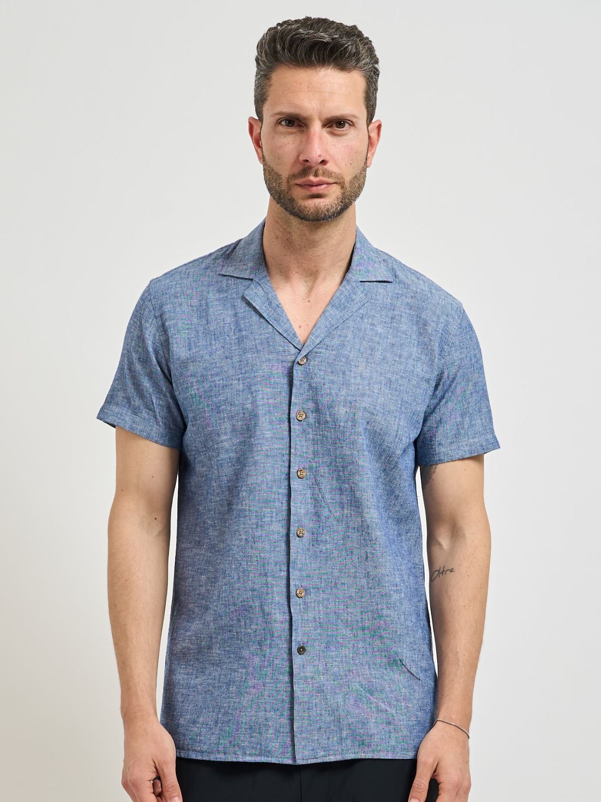 Yes Zee - Camicia Bowling, Tasca Applicata M/C - Uomo - World Fashion