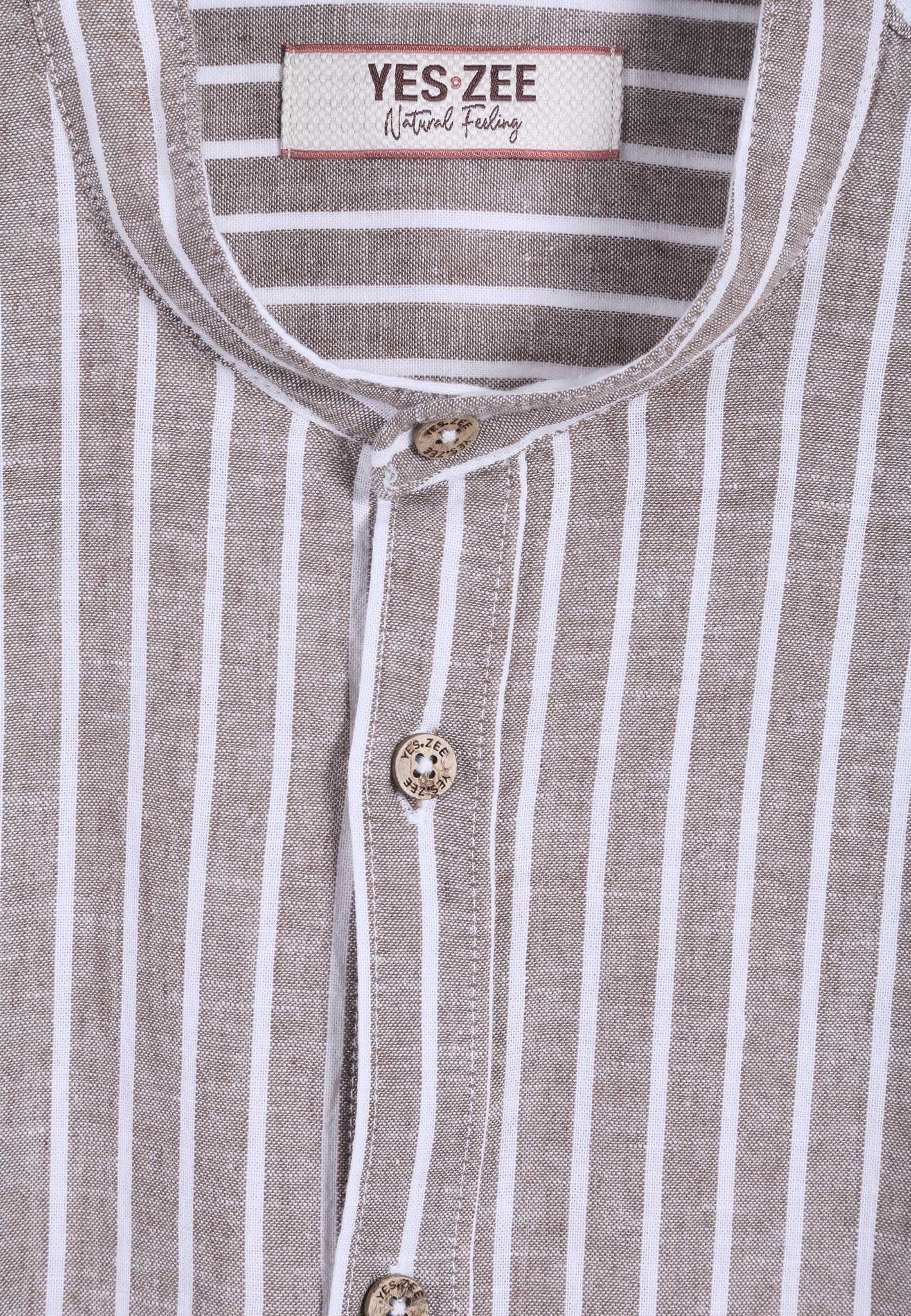 Yes Zee - Camicia Coreana Lino M/L - Uomo - World Fashion